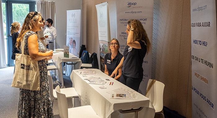AFPOP stand, at the second Living in the Algarve Seminar Event, Algarve Portugal